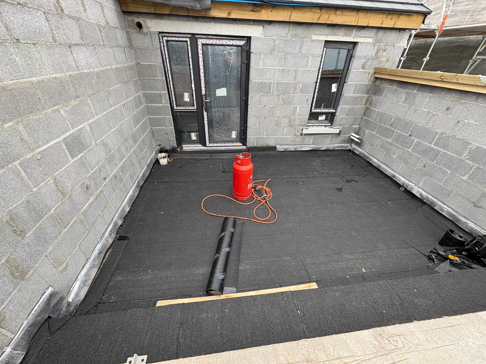 Flat roof installation in progress in Mayo