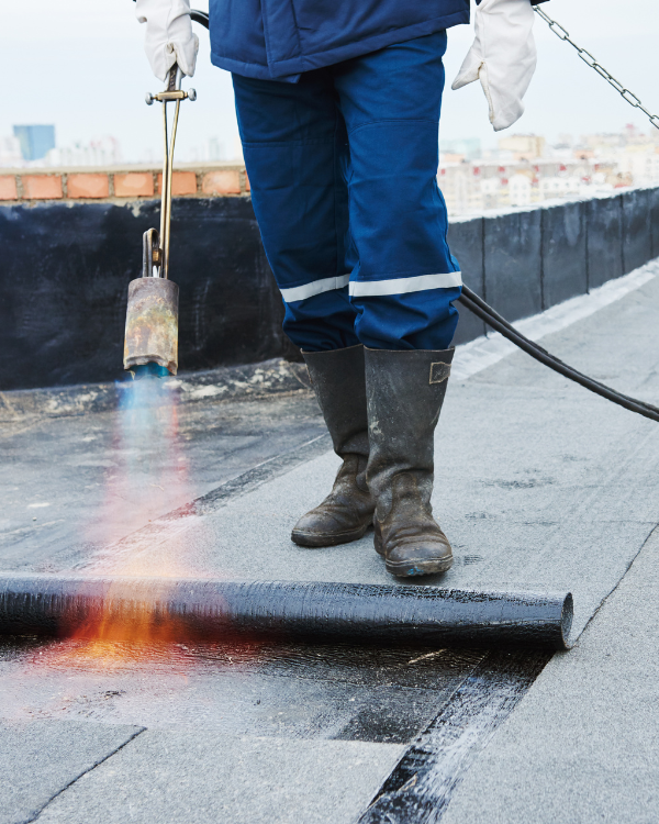 Flat roof torch-on felt installation in Mayo