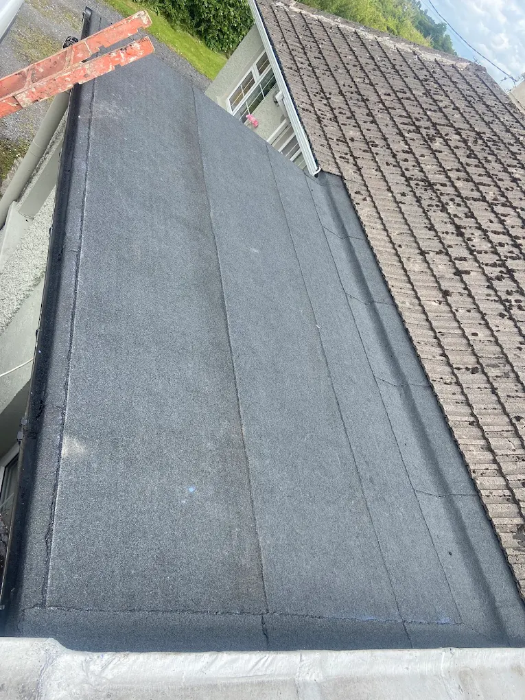 Completed flat roofing project in Mayo by J Burke Roofing