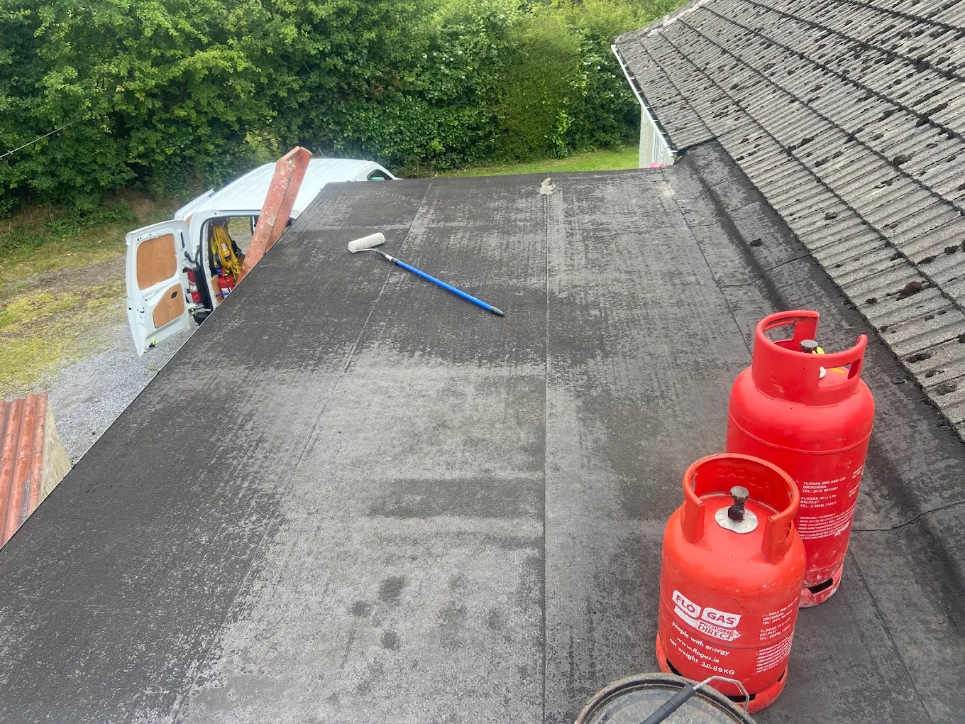 Torch-on felt roofing installation in Mayo